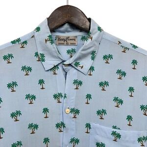 Kenny Flowers Limited Edition Men's XL Blue Palm Trees Rayon Hawaiian S/S Shirt